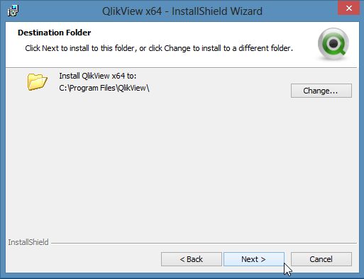 Selecting Folder to Install QlikView